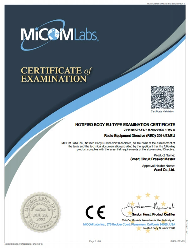 ascb1 intelligent circuit breaker ce red certificate