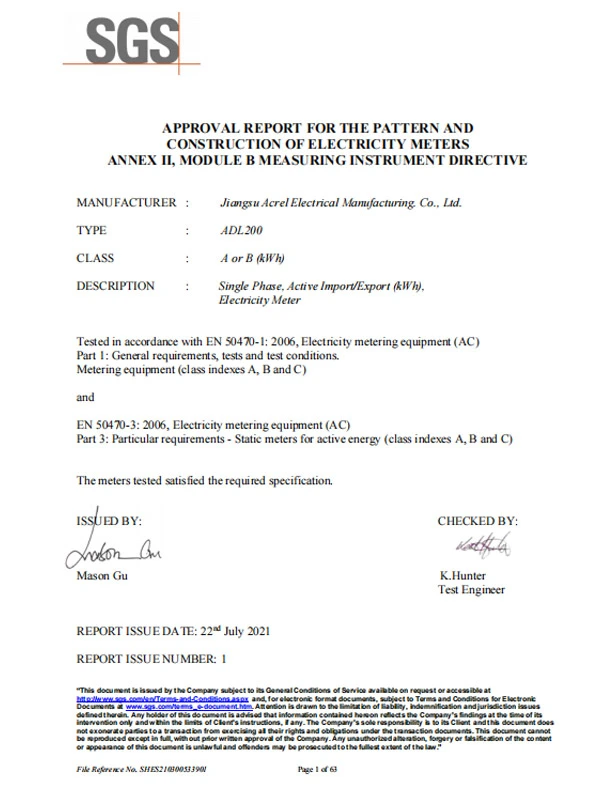 adl200 en50470 single phase active import export awh electricity meter reports