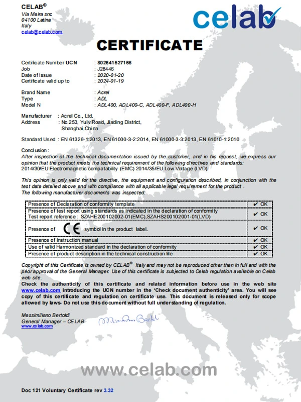 adl400 ce emc lvd certificate