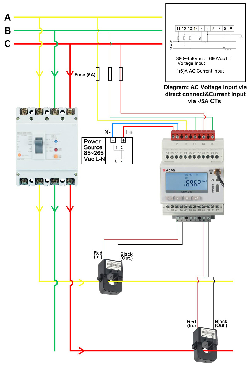 Acrel300 Smart Iot Smart Energy Meter 3p3w
