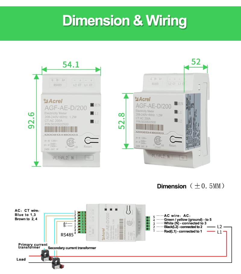 Acrel Agf Photovoltaic Meter Wiring
